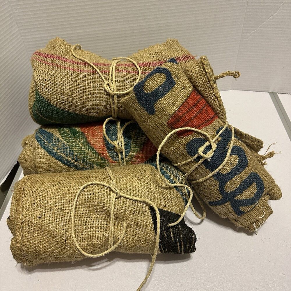 AUTHENTIC JUTE BURLAP COFFEE BAGS - FULL SIZE (4 PACK)